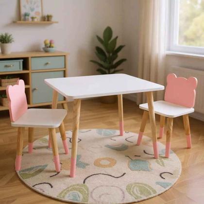 Imagem de Cadeira Infantil de Madeira Urso Rosa Bebê