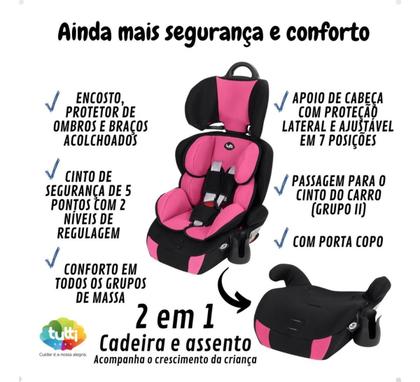 Imagem de Cadeira Infantil Para Carro Booster Versati Até 36kg Rosa 3 em 1
