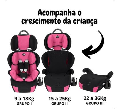 Imagem de Cadeira Infantil Para Carro Booster Versati Até 36kg Rosa 3 em 1