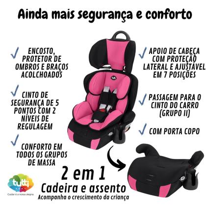 Imagem de Cadeira Infantil Para Carro Cadeirinha Bebê 5 Pontos Rosa