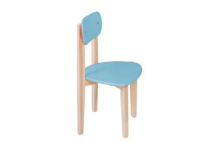 Imagem de Cadeira Infantil para Refeitório Assento e Encosto Azul Base Madeira