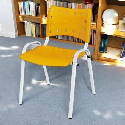 Imagem de Cadeira Iso Base Branco Igreja, Escola, Escritório - Amarelo Kit 5 Peças