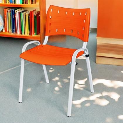 Imagem de Cadeira Iso Base Branco Igreja, Escola, Escritório - Laranja Kit 5 Peças