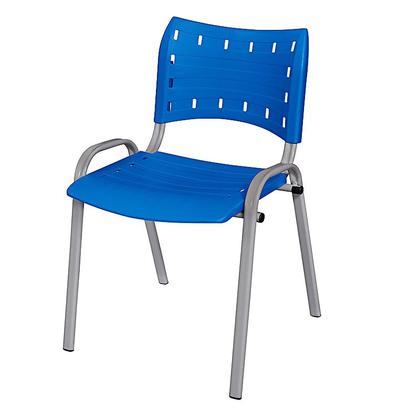 Imagem de Cadeira Iso Base Cinza Igreja, Escola, Escritório - Azul - Kit 4 Peças