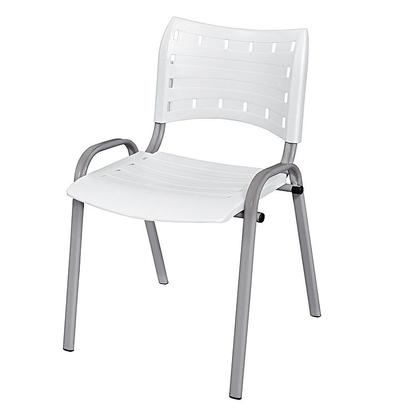 Imagem de Cadeira Iso Base Cinza Igreja, Escola, Escritório - Branco - Kit 4 Peças