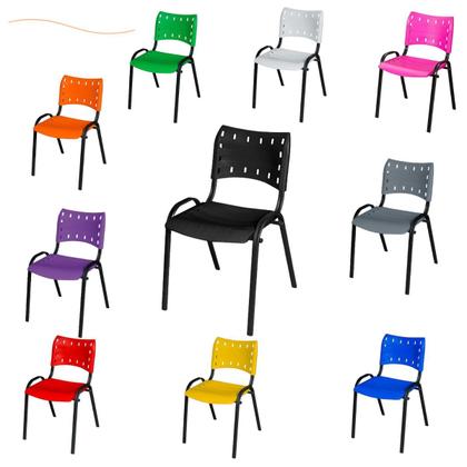 Imagem de Cadeira Iso Fixa Plástico Polipropileno Empilhável Igreja Escritório Escola Recepção Home office Ergonômica Várias Cores