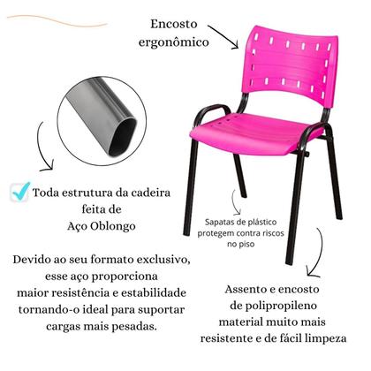 Imagem de Cadeira Iso Fixa Plástico Polipropileno Empilhável Igreja Escritório Escola Recepção Home office Ergonômica Várias Cores