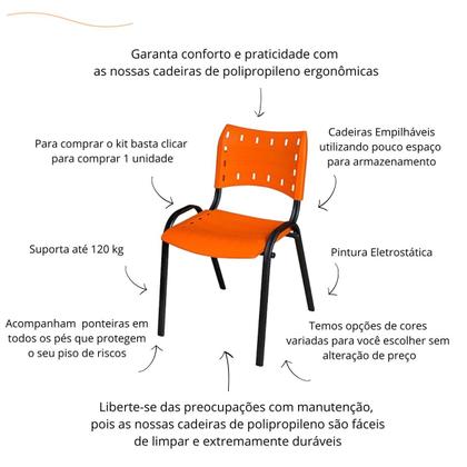 Imagem de Cadeira Iso Fixa Plástico Polipropileno Empilhável Igreja Escritório Escola Recepção Home office Ergonômica Várias Cores