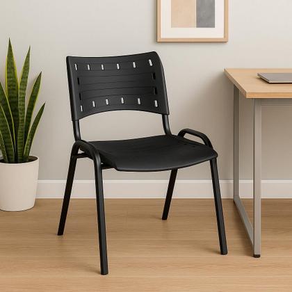 Imagem de Cadeira Iso Fixa Plástico Polipropileno Empilhável Igreja Escritório Escola Recepção Home office Ergonômica Várias Cores