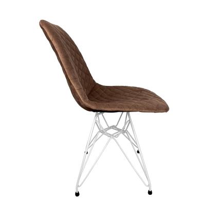 Imagem de Cadeira Jantar Estofada Caramelo Eiffel Eames Base Ferro Branco