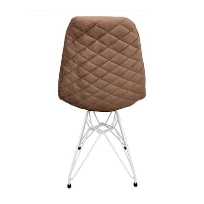 Imagem de Cadeira Jantar Estofada Caramelo Eiffel Eames Base Ferro Branco