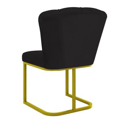 Imagem de Cadeira Jantar Flor Mesa Cozinha Reforçada Base Metal Dourada