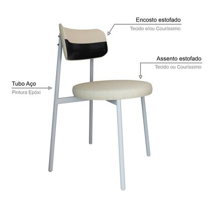 Imagem de Cadeira Kyta Fixa com 4 Pés 50 X 44,7 X 83,8 Cm com 2 Unidades Areia/Preto/Branco