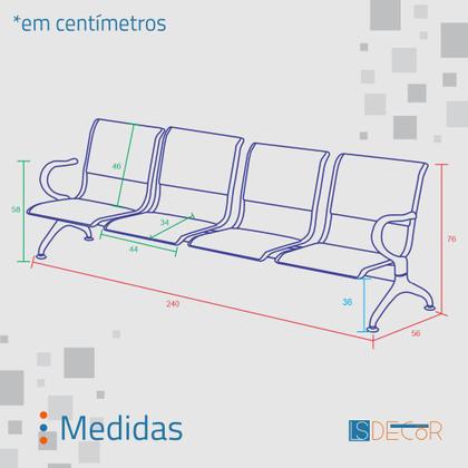Imagem de Cadeira Longarina Com Est Cromada 4 Lugares Colors