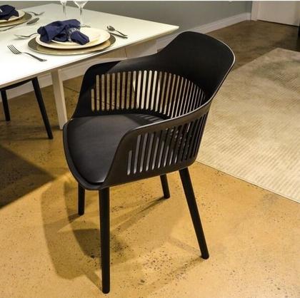 Imagem de Cadeira Marcela Estofada Moderna Resistente Polipropileno Sala Jantar Cozinha - Preto
