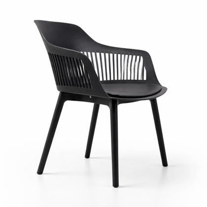 Imagem de Cadeira Marcela Montreal Em Polipropileno com Assento Estofado - Design Moderno com Conforto Preto