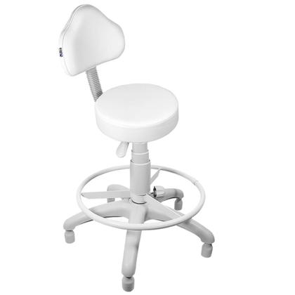 Imagem de Cadeira Mocho Branco Base Cinza Caixa Com Aro Com Sapata - ULTRA Móveis