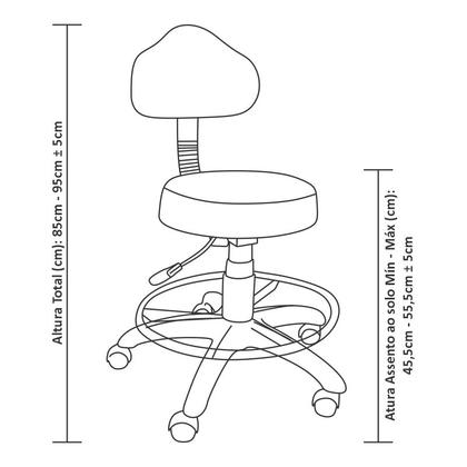 Imagem de Cadeira Mocho Branco Ergonômico Base Cinza Com Aro - ULTRA Móveis