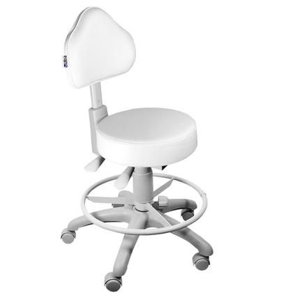Imagem de Cadeira Mocho Branco Ergonômico Base Cinza Com Aro - ULTRA Móveis