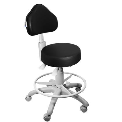 Imagem de Cadeira Mocho Preto Ergonômico Base Cinza Com Aro - ULTRA Móveis