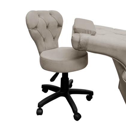 Imagem de Cadeira Mocho Soft Para Estética E Extensão De Cílios Veludo Bege