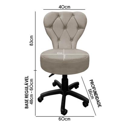 Imagem de Cadeira Mocho Soft Para Estética E Extensão De Cílios Veludo Bege