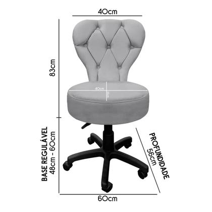 Imagem de Cadeira Mocho Soft Para Estética E Extensão De Cílios Veludo Cinza Claro