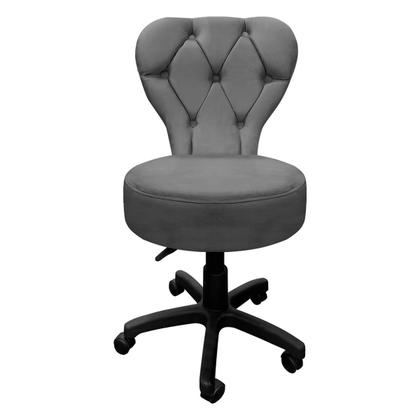 Imagem de Cadeira Mocho Soft Para Estética E Extensão De Cílios Veludo Cinza Grafite