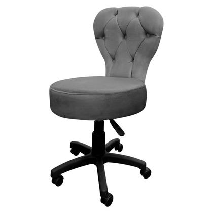 Imagem de Cadeira Mocho Soft Para Estética E Extensão De Cílios Veludo Cinza Grafite