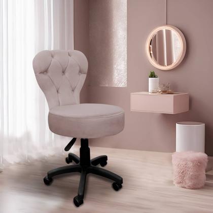 Imagem de Cadeira Mocho Soft Para Estética E Extensão De Cílios Veludo Rosê Gold