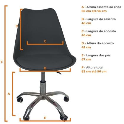 Imagem de Cadeira Office Base Cromada Com Rodizio Giratória Saarinen Preto