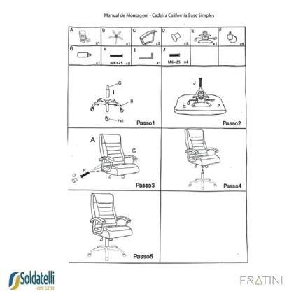Imagem de Cadeira Office California Base Simples PU Várias Cores - Fratini