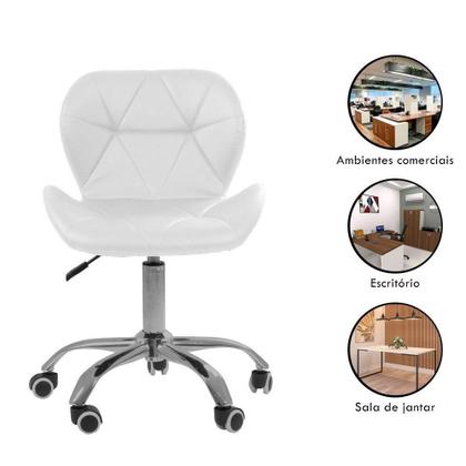 Imagem de Cadeira Office Eiffel Slim Com Base Giratória E Ajustável Branco
