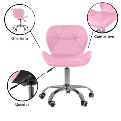 Imagem de Cadeira Office Eiffel Slim Com Base Giratória E Ajustável Rosa