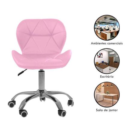 Imagem de Cadeira Office Eiffel Slim Com Base Giratória E Ajustável Rosa