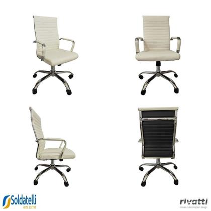 Imagem de Cadeira Office Esteirinha Confort PU Preta Ou Branca - Rivatti