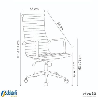 Imagem de Cadeira Office Esteirinha Confort PU Preta Ou Branca - Rivatti