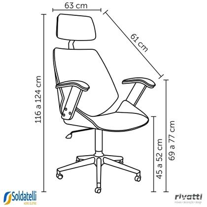 Imagem de Cadeira Office Lisboa Natural PU Com Encosto Várias Cores - Rivatti