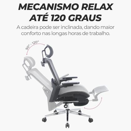 Imagem de Cadeira Office Presidente Supreme Ergonômica Mesh Reclinável Cinza