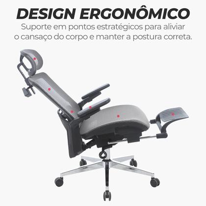 Imagem de Cadeira Office Presidente Supreme Ergonômica Mesh Reclinável Cinza