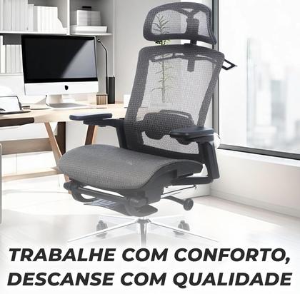 Imagem de Cadeira Office Presidente Supreme Ergonômica Mesh Reclinável Cinza