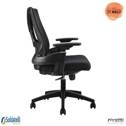 Imagem de Cadeira Office Toledo Preta com Braços com Ajuste 3D e Sistema Relax - Rivatti