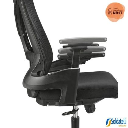 Imagem de Cadeira Office Toledo Preta com Braços com Ajuste 3D e Sistema Relax - Rivatti