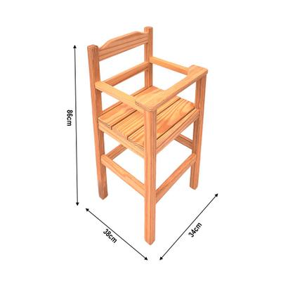 Imagem de Cadeira Papinha para Bebê com Trava Fixa em Madeira Maciça para Bar e Restaurante - Cru