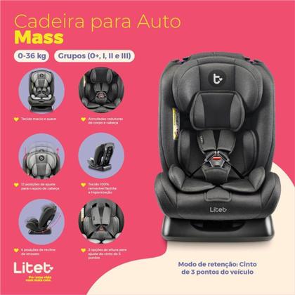 Imagem de Cadeira Para Auto 0-36 Kg Mass Preta Litet - BB456