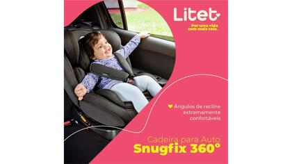Imagem de Cadeira Para Auto 0 A 36 Kg Isofix Com Rotação 360º Snugfix Preta e Cinza Litet