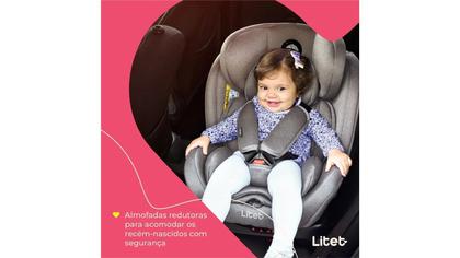 Imagem de Cadeira Para Auto 0 A 36 Kg Isofix Com Rotação 360º Snugfix Preta e Cinza Litet