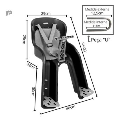 Imagem de Cadeira para Bicicleta Carona Bike Dianteira Preta