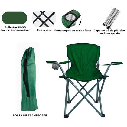 Imagem de Cadeira Para Camping Dobravel Reforçada Premium 160KG Verde