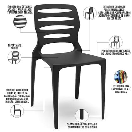 Imagem de Cadeira Para Cozinha Área Gourmet Jardim Empilhável Larsen P03 Preto - Lyam Decor